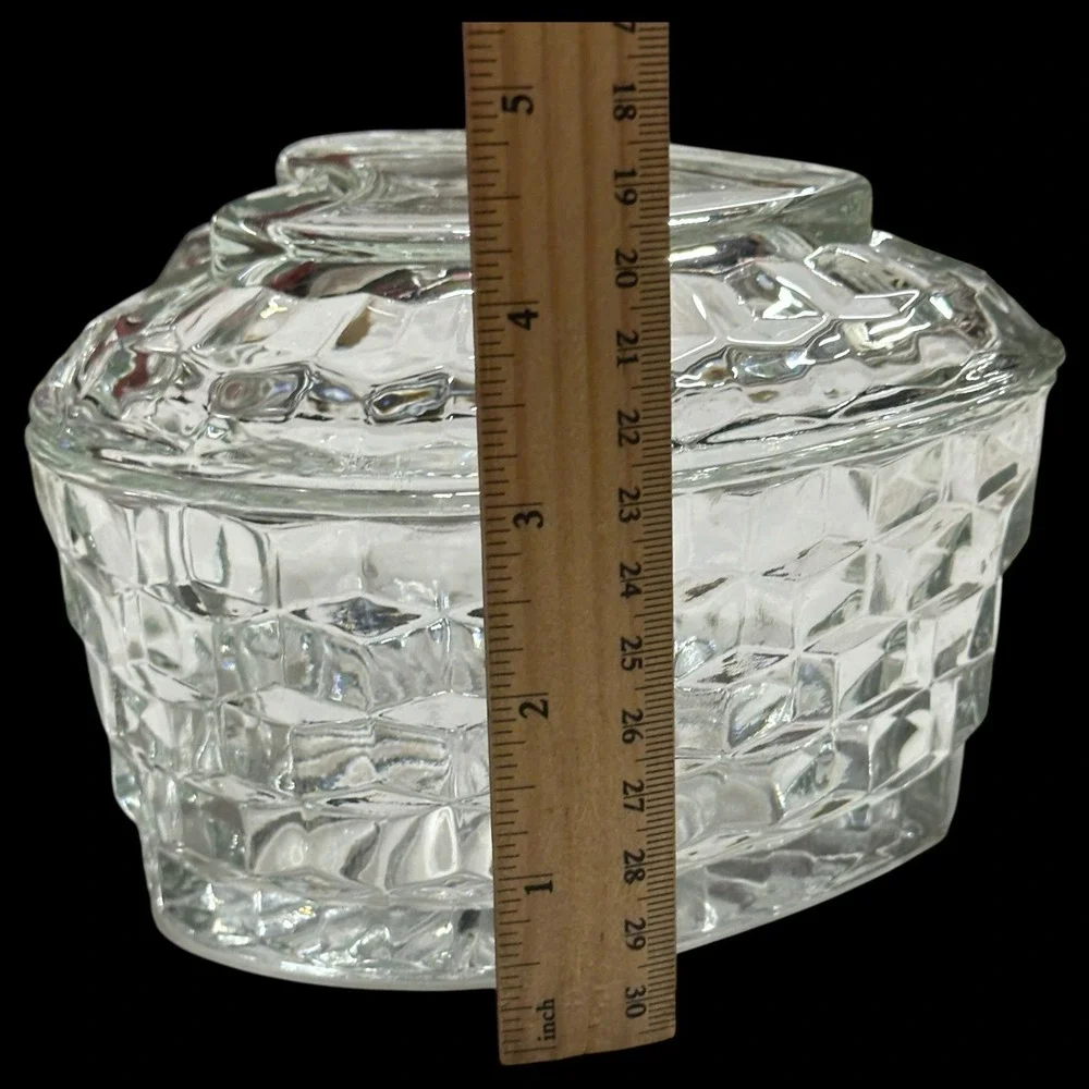 Homco Glass Heart‎ Box Fostoria Whitehall Colony Cubist Candy Trinket Lid VTG